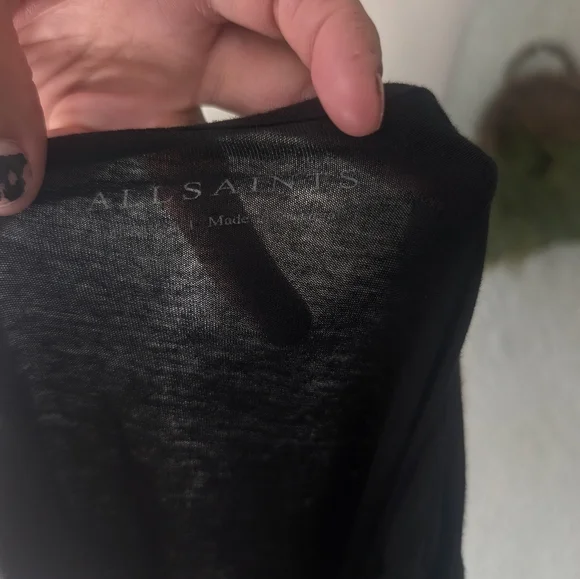 Allsaints Riviera Flora Gathered Dress - Black Size M - Picture 7 of 8